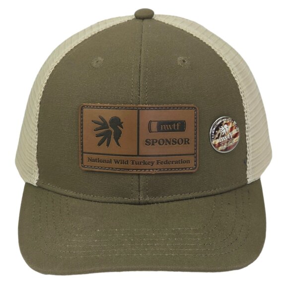 NWTF National Wild Turkey Federation SPONSOR Hat Khaki Beige Tan Snapback Cap - Picture 1 of 7